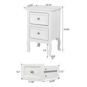 VINGLI Nightstand With 2 Drawers End Bedside Table White