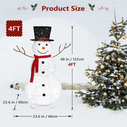 VINGLI 4FT Lighted Christmas Snowman Outdoor Xmas Crystal Snowman Yard Decoration Pre-lit 90 LED Lights with Stakes Secured