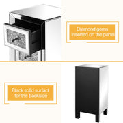 VINGLI Mirrored Nightstand With 3 Drawers Modern Glass  End Bedside Table With Mirrored Silver
