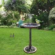 VINGLI 28in Antique Copper Pedestal Bird Bath With Solar Fountain Copper/Green
