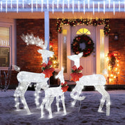 VINGLI 1/2/3 Piece Lighted Christmas Reindeer Family Set Outdoor Yard Decoration White/Gold/Brown