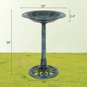 VINGLI 28in Antique Copper Pedestal Bird Bath Copper/Green