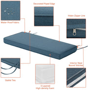 VINGLI Fabric Outdoor Bench Settee Mat Navy Blue/Grey