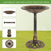 VINGLI 28in Antique Copper Pedestal Bird Bath Copper/Green