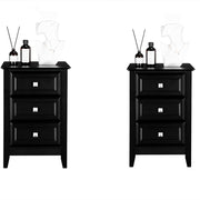 Vingli Modern Nightstand With 3 Drawers Wooden Bedside Table White/Black