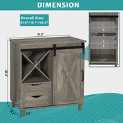 VINGLI 2 Drawers Mini Buffet Sideboard Accent Storage Cabinet Wine Rack Cabinet Grey