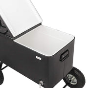 VINGLI 80 Quart Patio Cooler Portable Bar Drink Cooler Rolling Cart on Wheels Black/Gray