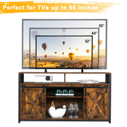 VINGLI 55in Farmhouse TV Stand with Sliding Barn Doors