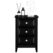 Vingli Modern Nightstand With 3 Drawers Wooden Bedside Table White/Black