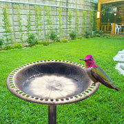 VINGLI 28in Antique Copper Pedestal Bird Bath Copper/Green