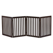 Vingli 81in Wide Pet Gate Folding Tall Fence Z Shape 4 Panel Puppy Gate Brown