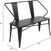 VINGLI 45 Inch Outdoor Metal Bench with Wood Seat Black