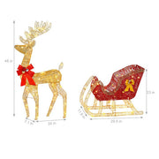 VINGLI 1/2/3 Piece Lighted Christmas Reindeer Family Set Outdoor Yard Decoration White/Gold/Brown