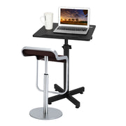 VINGLI Mobile Standing Desk Compact Portable Height Adjustable Rolling Wheels Computer Desk Black/Brown