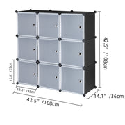 VINGLI 9 Cubes Plastic DIY Modular Storage Organizer Shelves Black