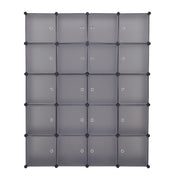 VINGLI Plastic Portable Large Stackable Storage Organizer 20 Cubes Shelves with Doors Gray