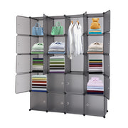 VINGLI Plastic Portable Large Stackable Storage Organizer 20 Cubes Shelves with Doors Gray