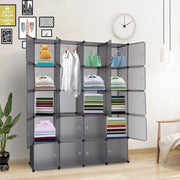VINGLI Plastic Portable Large Stackable Storage Organizer 20 Cubes Shelves with Doors Gray
