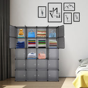 VINGLI Plastic Portable Large Stackable Storage Organizer 20 Cubes Shelves with Doors Gray