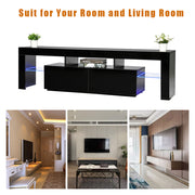 VINGLI 63in Modern TV Stand With LED Light TV Cabinet Media Storage Console Table Black/White/Walnut