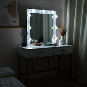 VINGLI Vanity Table Set with 9 LED Light Lighted Mirror Makeup Dressing Table White