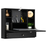VINGLI 2-in-1 Wall-Mounted Floating Computer Table Desk Black