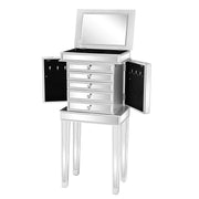 VINGLI Silver Mirrored Jewelry Cabinet with 6-Drawers & 2 Side Doors
