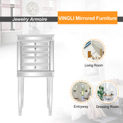 VINGLI Silver Mirrored Jewelry Cabinet with 6-Drawers & 2 Side Doors