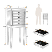 VINGLI Silver Mirrored Jewelry Cabinet with 6-Drawers & 2 Side Doors