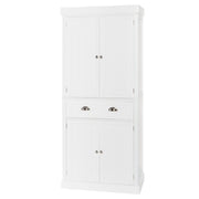 VINGLI 72in Traditional Freestanding Kitchen Pantry Cabinet with 3 Adjustable Shelves Storage Cupboard with Doors White