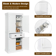 VINGLI 72" Freestanding Kitchen Pantry Cabinet with 3 Adjustable Shelves