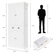 VINGLI 72" Freestanding Kitchen Pantry Cabinet with 3 Adjustable Shelves