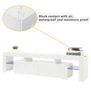 VINGLI 71” TV Stand with Purple LED Light White