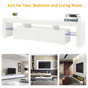 VINGLI 71” TV Stand with Purple LED Light White