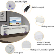 VINGLI 71” TV Stand with Purple LED Light White
