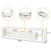 VINGLI 71” TV Stand with Purple LED Light White