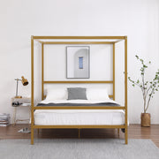 VINGLI Metal Canopy Bed Frame with Heavy Duty Steel Slat