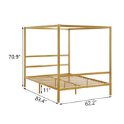 VINGLI Modern Metal Canopy Bed Frame Four Poster Bed Frame with Heavy Duty Steel Slat No Box Spring Needed