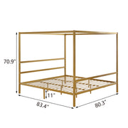 VINGLI Modern Metal Canopy Bed Frame Four Poster Bed Frame with Heavy Duty Steel Slat No Box Spring Needed