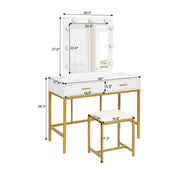 VINGLI Vanity Table Set with 9 LED Light Lighted Mirror Makeup Dressing Table White