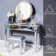 VINGLI Mirrored Vanity Stools with Storage Vanity Chairs Makeup Stool
