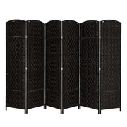 VINGLI 4/6 Panel 6 FT Tall Rattan Room Divider Indoor Privacy Screens Brown/ Black