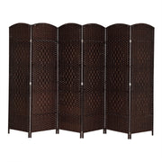 VINGLI 4/6 Panel 6 FT Tall Rattan Room Divider Indoor Privacy Screens Brown/ Black