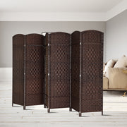 VINGLI 4/6 Panel 6 FT Tall Rattan Room Divider Indoor Privacy Screens Brown/ Black