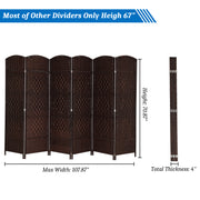 VINGLI 6FT 4/6 Panel Folding Rattan Room Divider Privacy Screen
