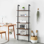 VINGLI BC0RBWM 5 Tier Industrial Wall Mounted Bookcase Rustic Brown