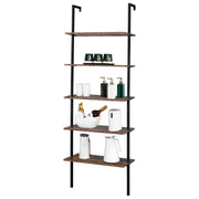 VINGLI BC0RBWM 5 Tier Industrial Wall Mounted Bookcase Rustic Brown