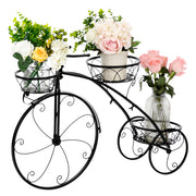 VINGLI Tricycle Metal Plant Stand Flower Pot Cart Holder Black/Bronze