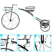 VINGLI Tricycle Metal Plant Stand Flower Pot Cart Holder Black/Bronze