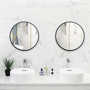 VINGLI 20/24/30 Inch Black Circle Wall Mirror Metal Coated Frame for Entryways Washrooms Living Rooms and More